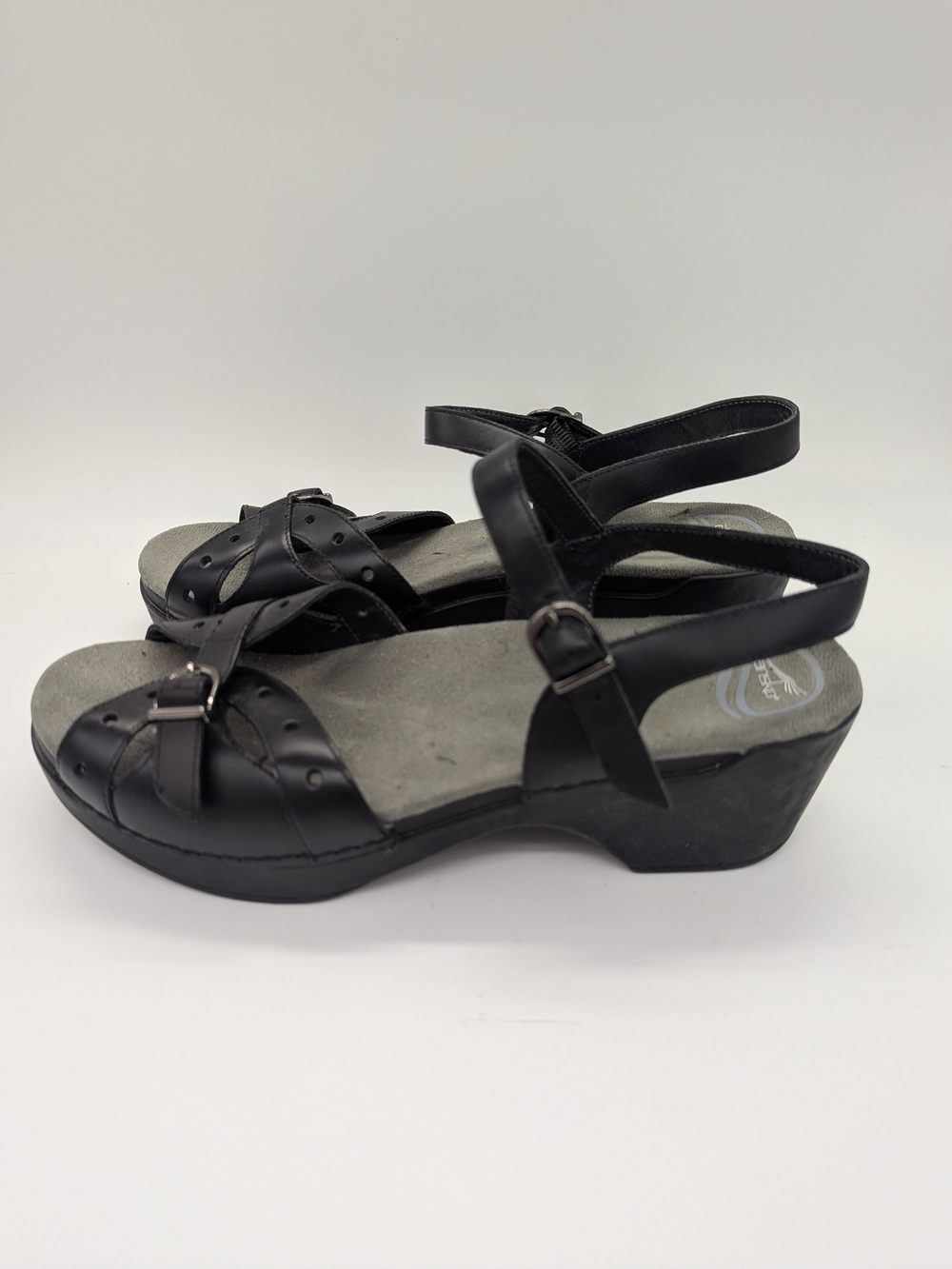 Dansko Sissy Black Leather Slingback Block Heel Sandals Womens EU 42 US 11.5